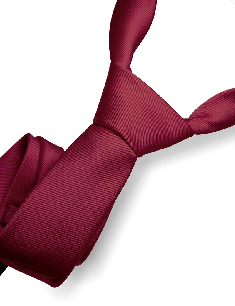 RBOCOTT Silk Burgundy Tie Business Wedding Formal Necktie for Men (Burgundy) - Image 2